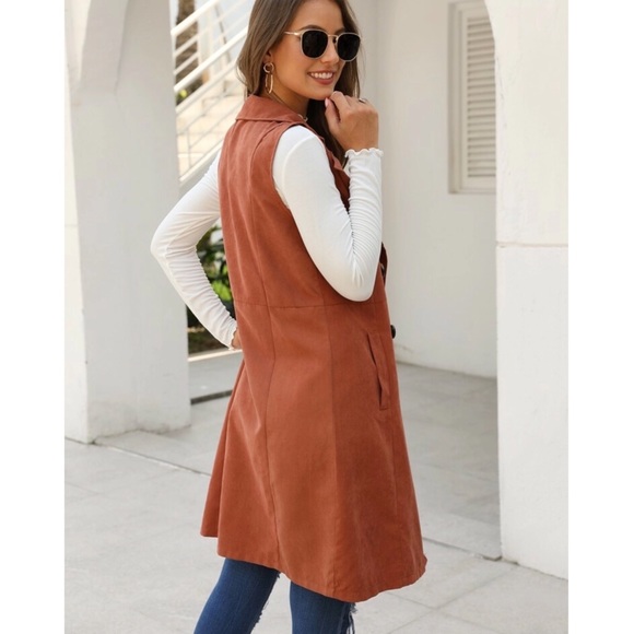 Brown Waterfall Trench Vest - Picture 5 of 5